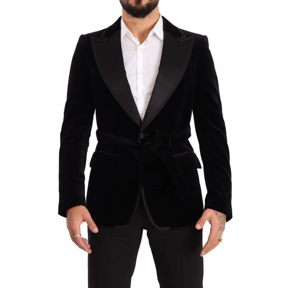 Dolce & Gabbana Black Velvet Single Breasted One Button Men's Blazer
